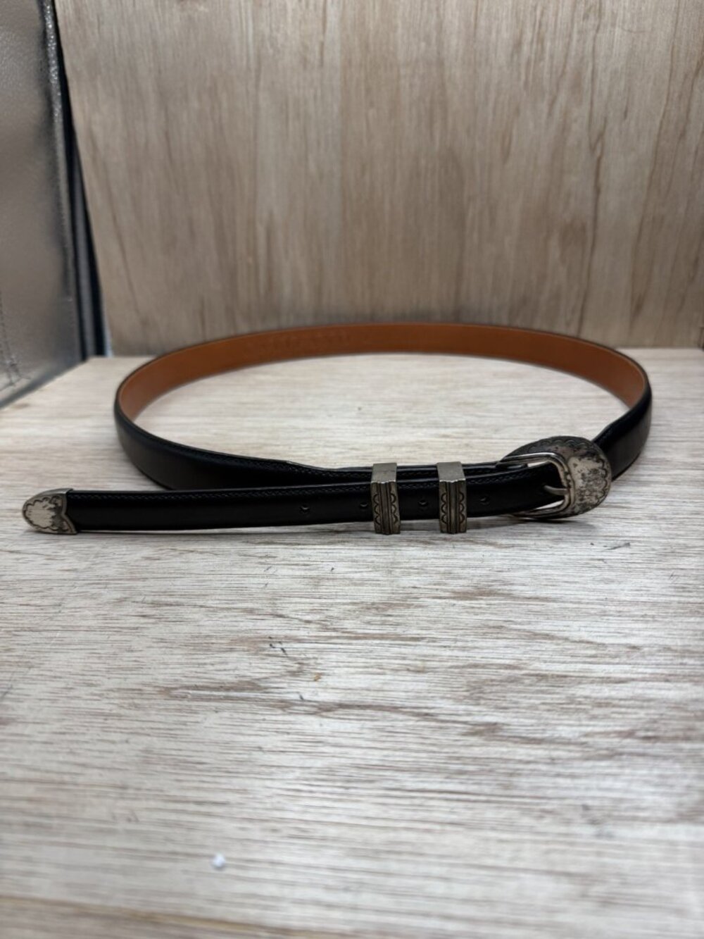 Alexander Kalifano Belt 42 Western Gilbert Ortega Sterling Buckle Top Grain Leat